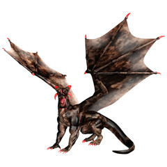 3D Rendering Fairy Tale Dragon on White