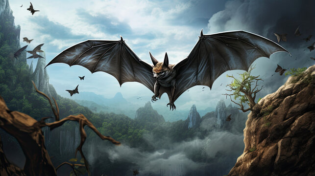 Detailed Realistic Bat Flight