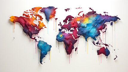 Watercolor colored World map