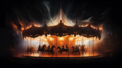 Obraz na płótnie Canvas Haunted Carnival Carousel Ride