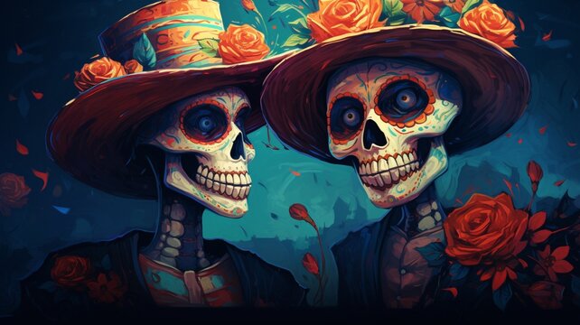 Calaveras Mexicanas Del Dia Muertos Estilo Picture Ai Generated Art