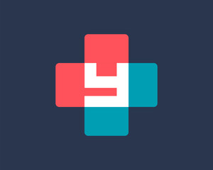 Obraz premium Letter Y cross plus medical logo icon design template elements