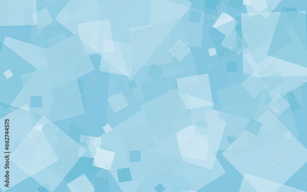 Poster abstract blue background of random squares of different sizes and transparency. conceptual technolog