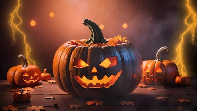 halloween pumpkin on a dark background animation video 
