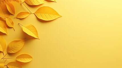 Fototapeta premium Beautiful autumn leaves. foliage on yellow background