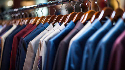 Fototapeta premium Big wardrobe with different clothes for dressing room