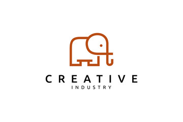 Elephant logo design in minimalist linear style