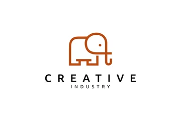 Foto op Plexiglas Olifant Elephant logo design in minimalist linear style