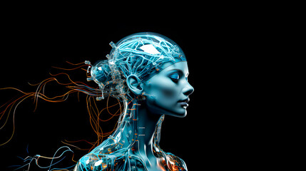 Mental health concept. Thoughts flowing from the brain. Space for text