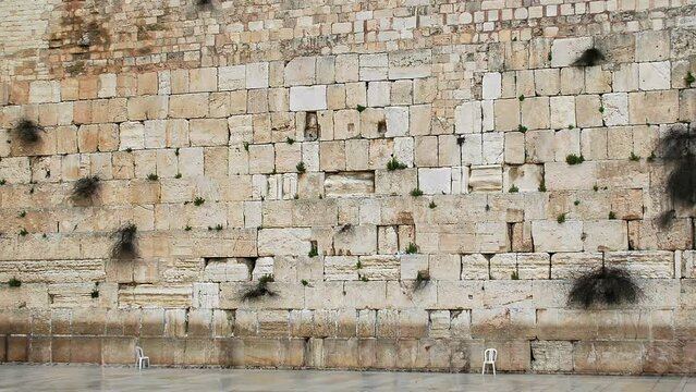 The Western wall, holy place. No people. Temple mount, old city of Jerusalem.