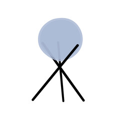 Modern loft style interior lamp vector illustration isolated on white. Glass sphere table lamp on black metal legs. Tripod floor lamp interior decor. Modern fortune teller ball home lamp light.