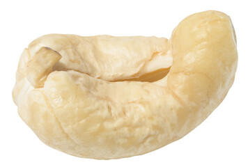 Peeled cashew kernel on white isolated background
