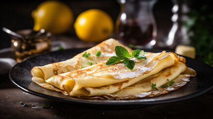 Close up of two French style crepes