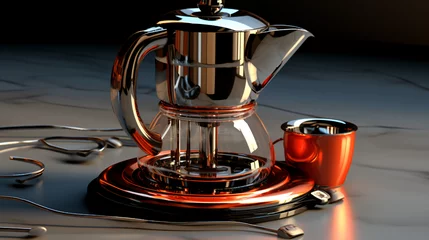 Foto op Plexiglas Coffee percolator pot hot cup © Little