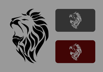 lion head logo emblem silhouette Vintage hipster vector Template Illustration Design  