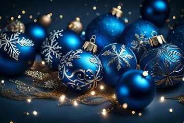 christmas decoration on blue