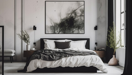 Modern luxury bedroom with elegant design and comfortable bedding for relaxation generated by AI