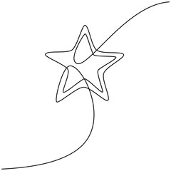Line continuous star vector. Abstract linear icon. Minimal illustration. Hand drawn silhouette, graphic design, print, banner, card, poster, sign, symbol, logo, Christmas ornament, holiday decor.