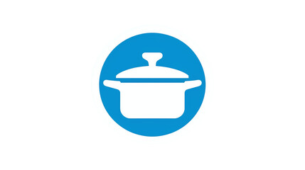 Obraz premium Pot with a lid white and blue icon on transparent background