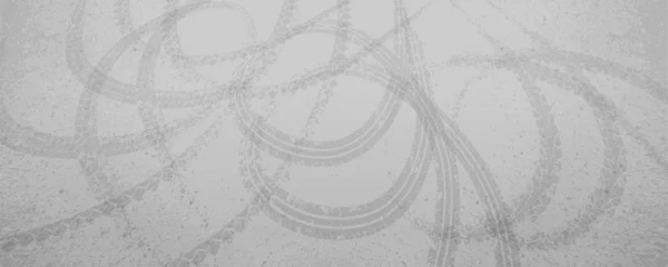 Foto op Canvas Top view loop-shaped round tire tracks on a gray road. Grunge abstract vector background with car drift traces © Kusandra