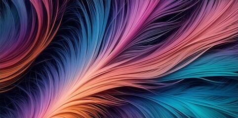 Fototapeta premium Multicolor feather background. AI generated illustration