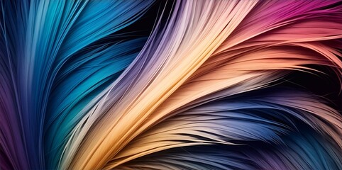 Multicolor feather background. AI generated illustration