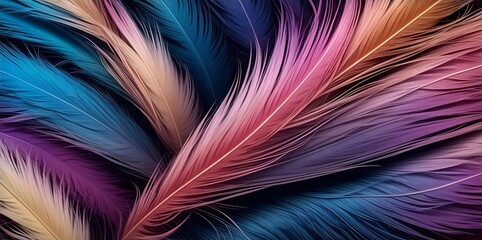 Multicolor feather background. AI generated illustration - obrazy, fototapety, plakaty