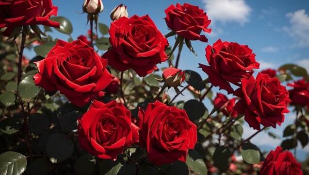 photo of beautiful roses in the garden made by AI generative

