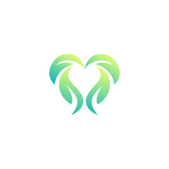 Love Leaf Logo Design. Heart Leaf Icon