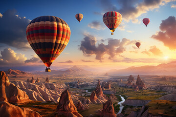 hot air balloon over region country