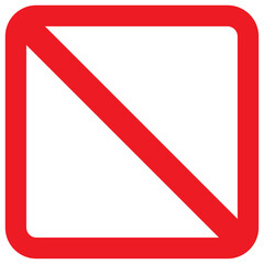 Access denied, prohibition, forbidden, stop or no sign vector icon. Red color, square shape empty flat sign for mobile concept, web design, video usage. Glyph icon, symbol, clip art.