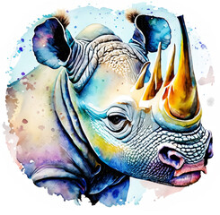 Nosorożec ilustracja - obrazy, fototapety, plakaty