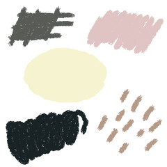 Set of different paint brush strokes in trend colors with grunge texture. Artistic design elements isolated on white background. vector illustration