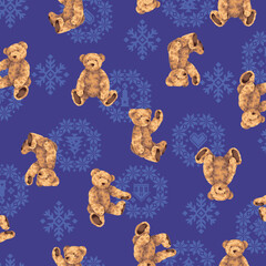 Continuous seamless pattern of cute bear illustrations,,