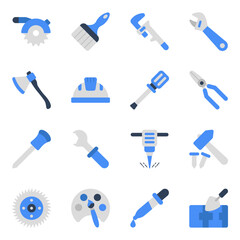 Set of Maintenance Tools Flat Icons

