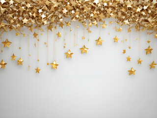 Abstract Christmas background with gold stars garland is hanging upon