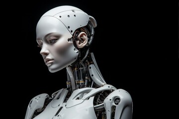 Female Humanoid Robot Innovation on Dark Background
