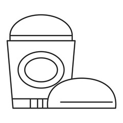 Deodorant line icon vector isolated. Personal hygiene, antiperspirant in plastic tube. Fresh armpits.