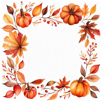 Autumn pumpkin decorations with copy space