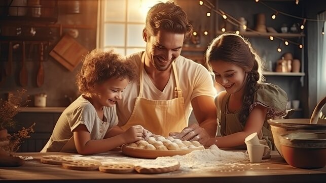 family preparing easter dinner