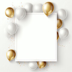 Shiny Smoke Balloon Frame of  Invitation Card Design Template with White Background.
