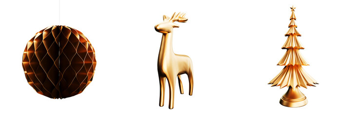 3D collection of Christmas elements, Merry Christmas and Happy New Year greetings concept. 3d illustration