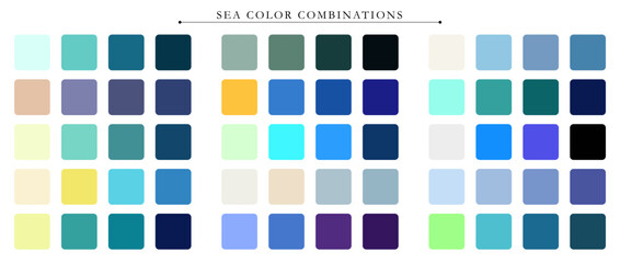 Sea palette. Trend color palette guide template. An example of a color palette. Forecast of the future color trend. Match color combinations. Vector graphics. Eps 10.