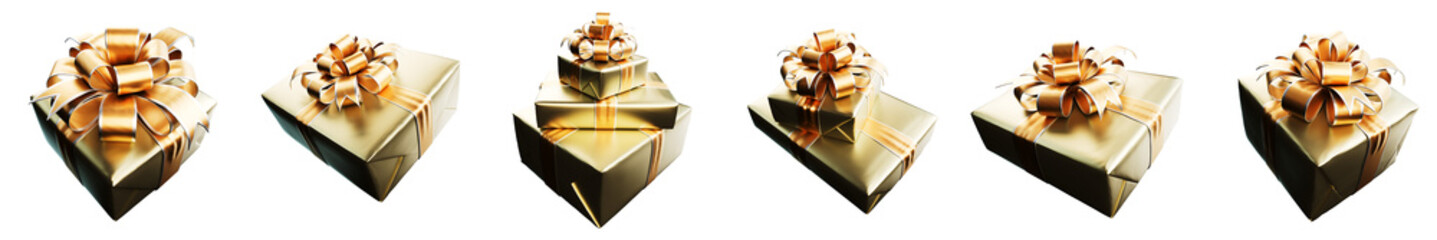 Set of realistic 3d gift boxes. Festive gift decoration. Festive gift surprise. Decor Insulated boxes. 3D illustration.