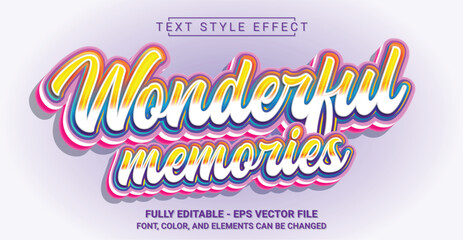 Wonderful Memories Text Style Effect. Editable Graphic Text Template.