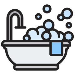Bubble Bath Outline Color Icon