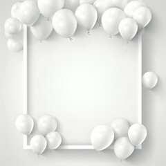 White Balloon Frame of  Invitation Card Design Template with White Background.