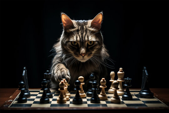 Cat Playing Chess