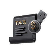 3D icon of Tax payment. Tax document with dollar
