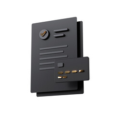 3D icon of Payment Receipt. Document with credict card
